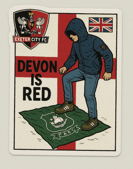 Devon is red , stamping on Plymouth flag - Exeter city